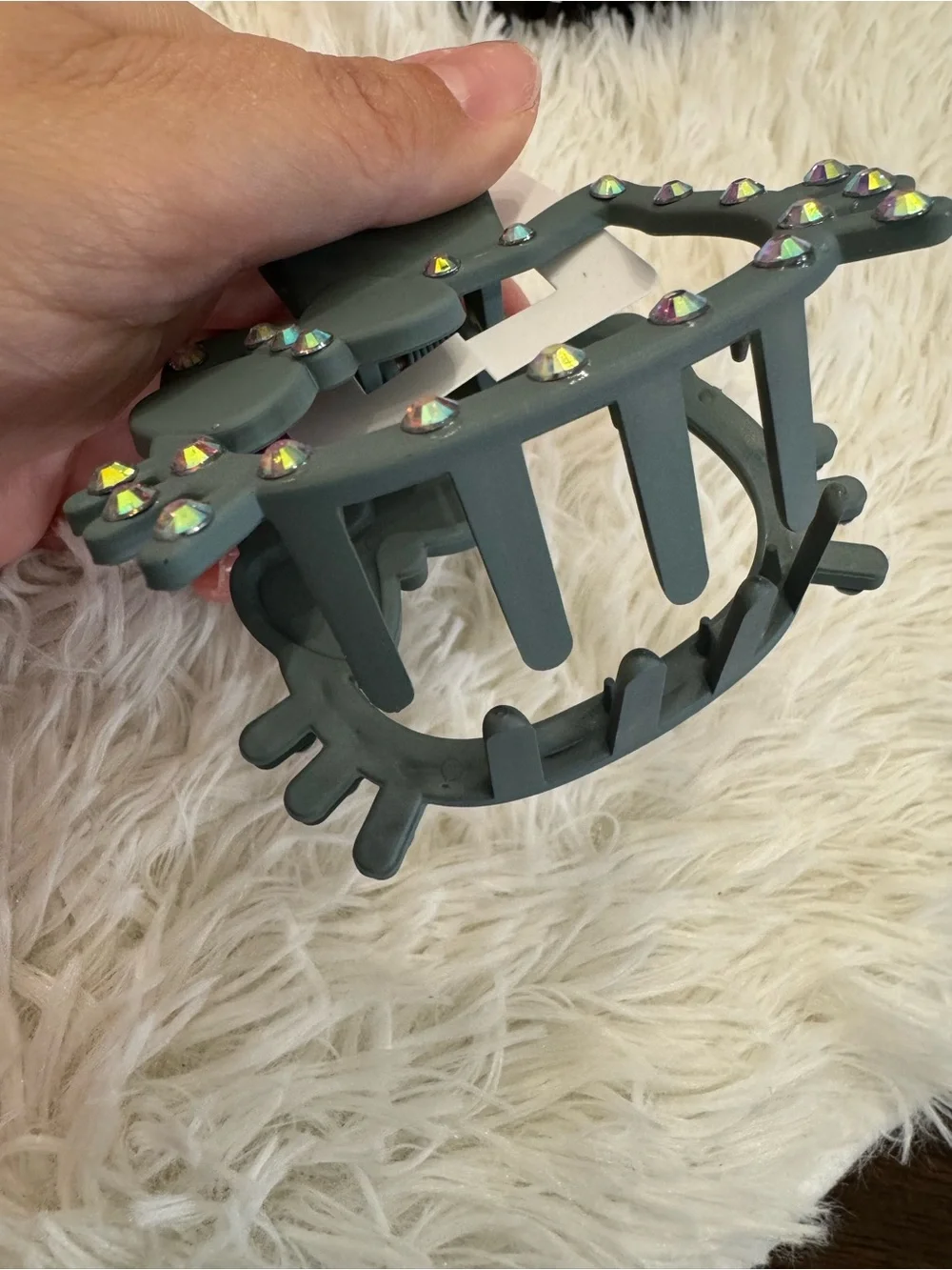 Hello kitty Rhinestone Bow Hair Clip claw  - Teal